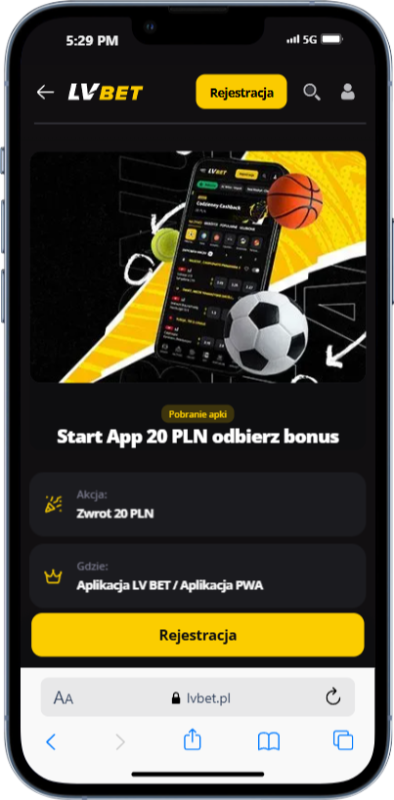 LVBET Aplikacja 20 zl bonus