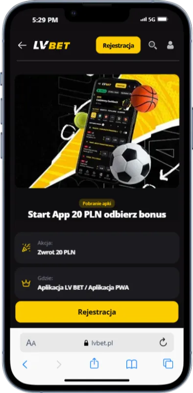 LVBET Aplikacja 20 zl bonus