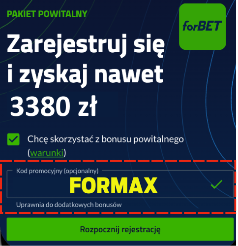 Fortuna kod promocyjny: MAXFOR
