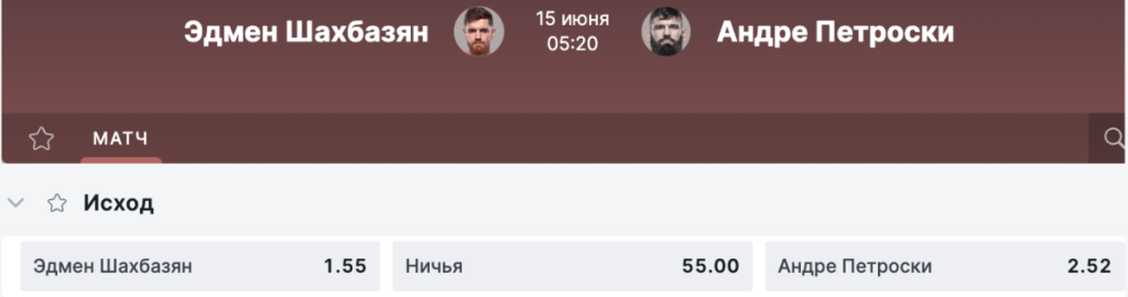 Эдмен Шахбазян (1.55) vs. Андре Петроски (2.52)