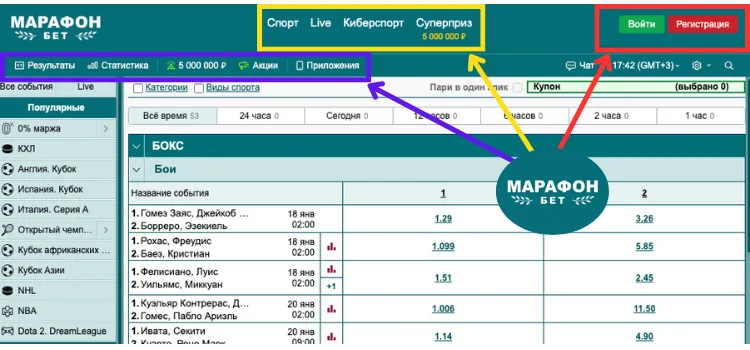 marathonbet Главная страница сайта