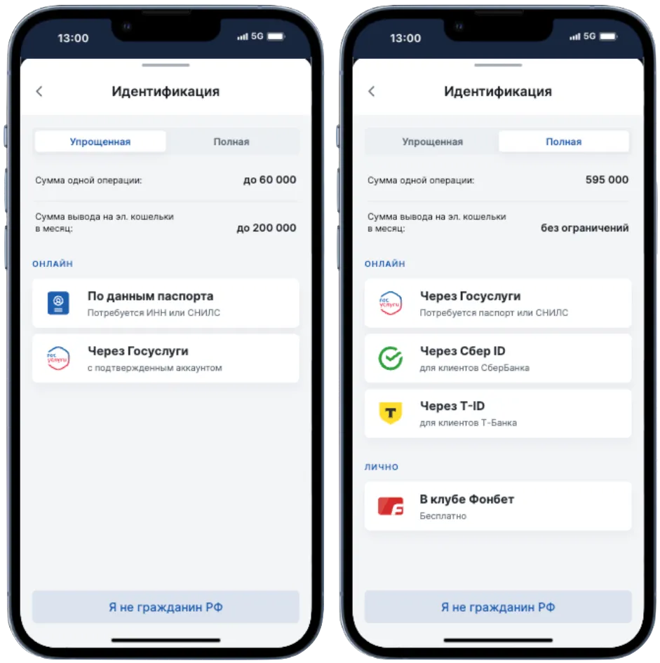 Верификация / идентификация личности в Фонбет
