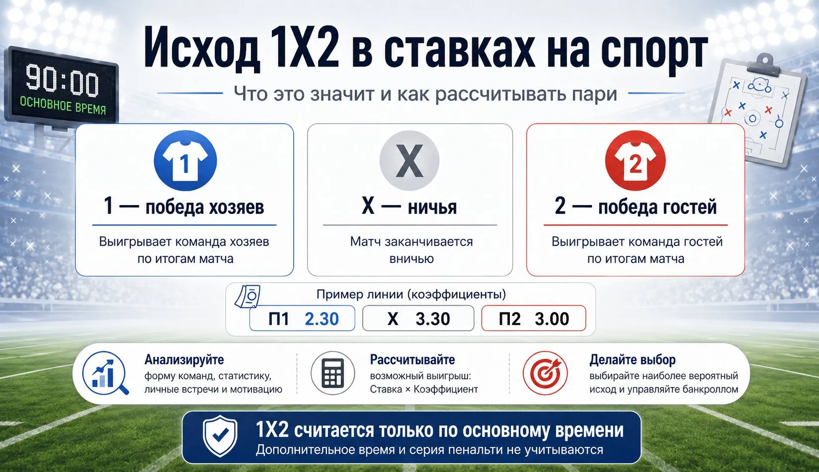 Исход 1Х2 в ставках на спорт: что это значит и как правильно рассчитывать пари