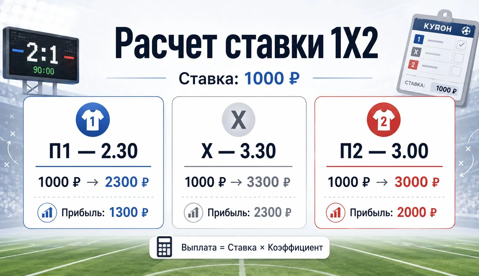 Формула расчета ставки на исход 1Х2