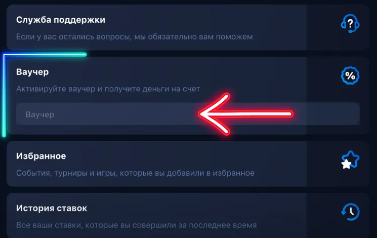 Куда вводить ваучер 1win