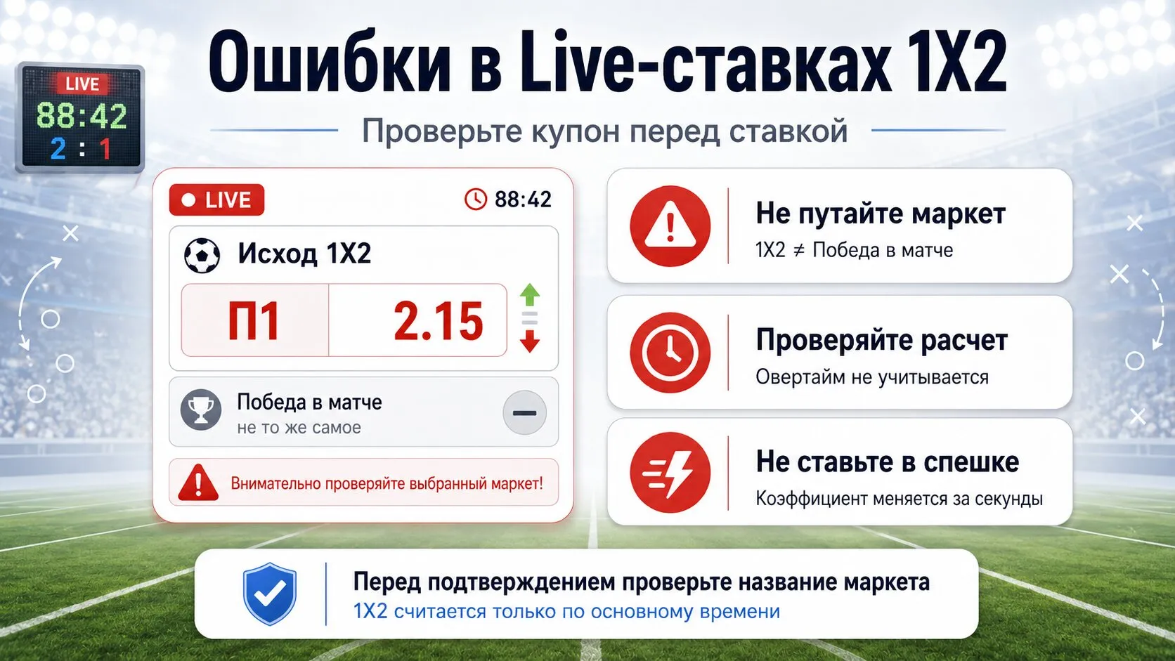 Самые часты ошибки при ставке на исход 1Х2