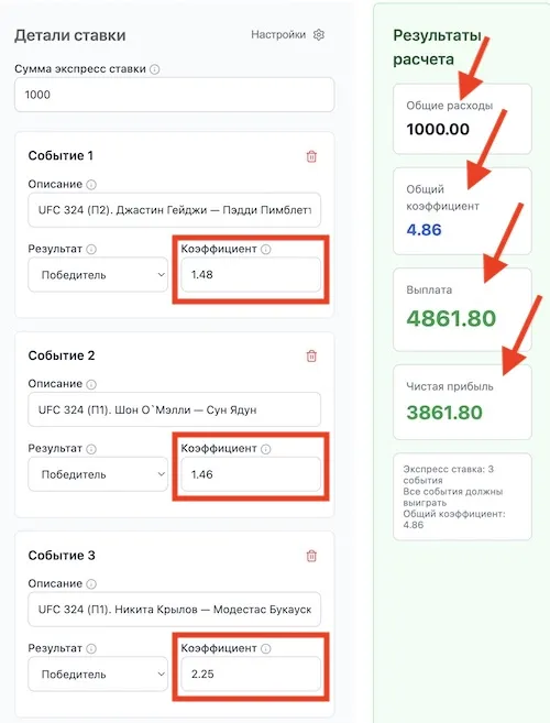 Калькулятор ставок: как рассчитать выигрыш по коэффициенту?