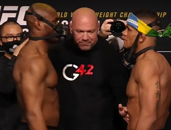 фото - (обновлено) Как прошло взвешивание Камару Усмана и Гилберта Бёрнса: цифры, битвы взглядов, видео