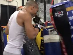 фото - Крис Юбэнк-младший работает на тяжёлом мешке в зале Мэйуэзера: видео