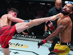 фото - Нокаут года в ММА? Окровавленный Бахамонтес жёстко вырубил соперника «вертушкой» — видео 