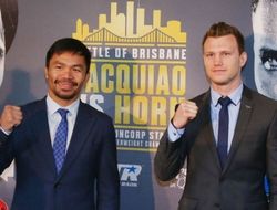 фото - Джефф Хорн собирается рассказать Пакьяо шутку перед началом боя