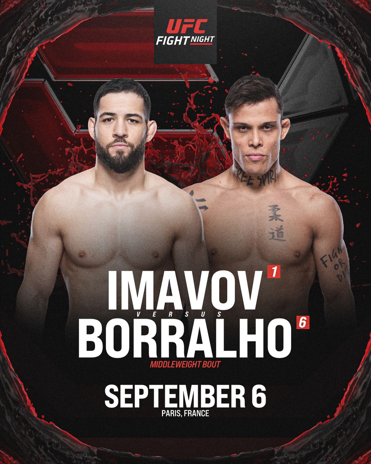 Полный кард UFC Fight Night 258: Нассурдин Имавов – Кайо Борральо. Все бои 6 сентября в Париже