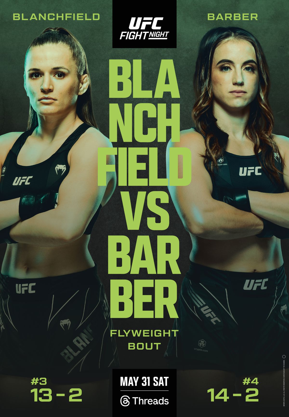 Полный кард UFC on ESPN 68: Бланчфилд vs Барбер. Все бои шоу 1 июня