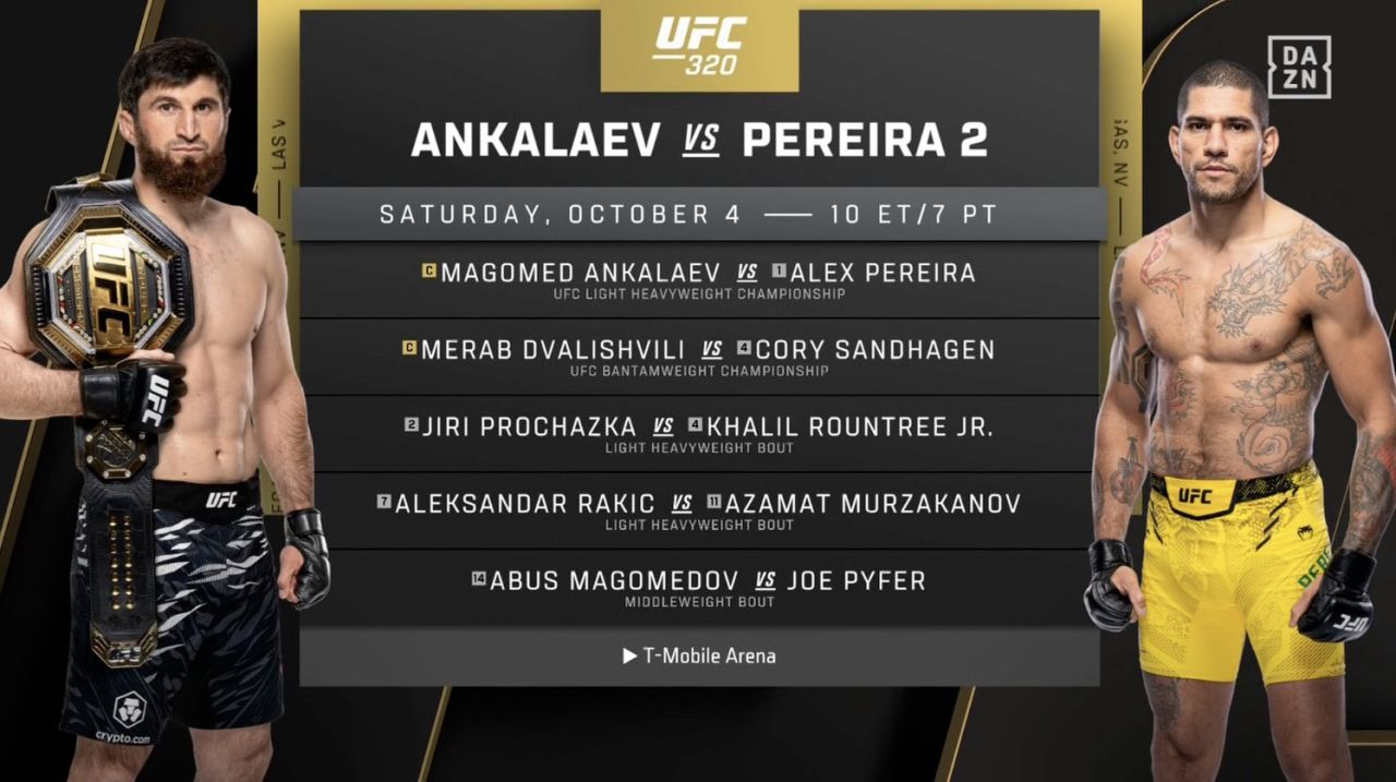 Объявлены все бои основного карда UFC 320