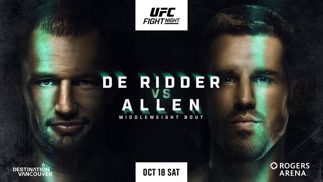 Полный кард UFC Fight Night 262: Ренье де Риддер – Брендан Аллен. Все бои шоу 19 октября