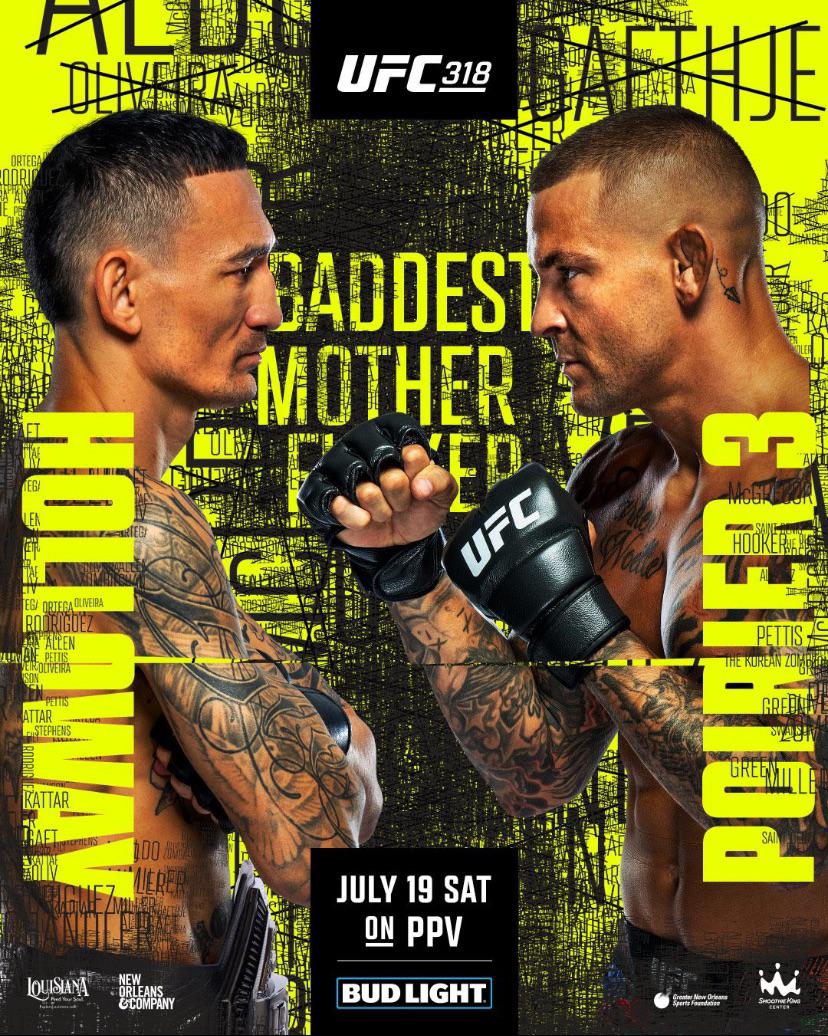 Полный кард UFC 318: Макс Холлоуэй – Дастин Порье 3. Все бои шоу 20 июля в Новом Орлеане
